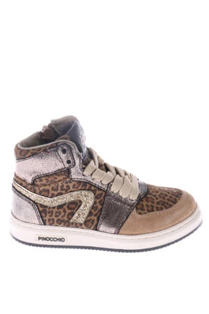 leren sneakers beige/panter