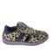 Pinocchio leren sneakers met ponyhair en panterprint beige/zwart