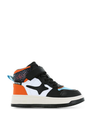 waterproof leren sneakers zwart/oranje