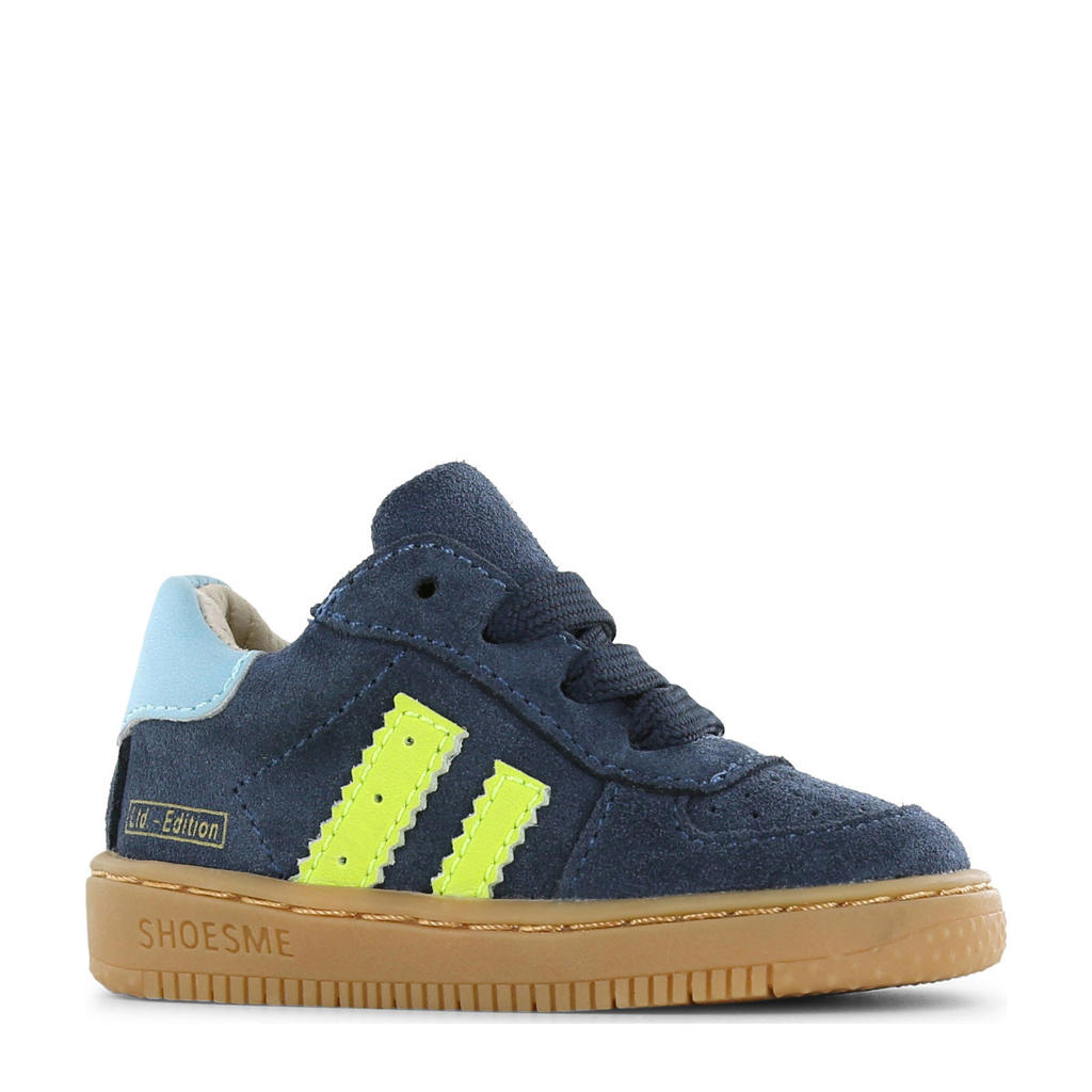 Donkerblauwe jongens Shoesme suède sneakers met veters