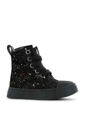 fluwelen sneakers met glitters zwart