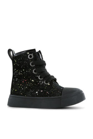 fluwelen sneakers met glitters zwart
