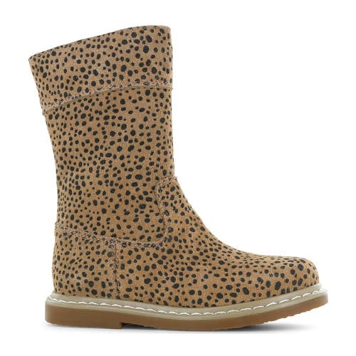 Shoesme suède laarzen met panterprint cognac/zwart afbeelding