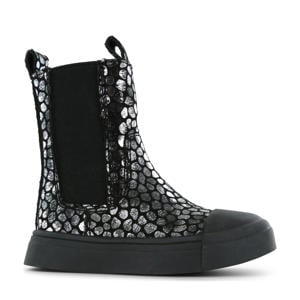 enkelboots zwart/zilver