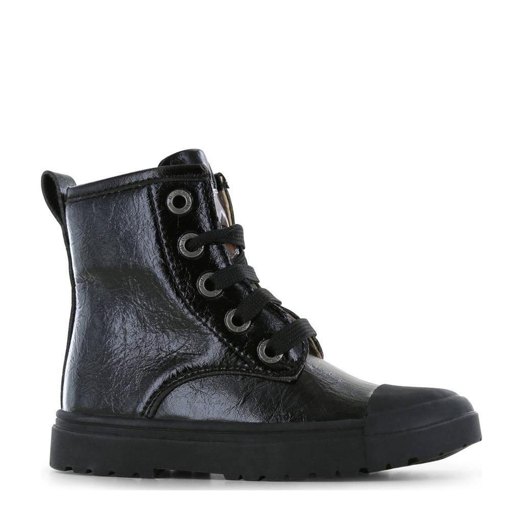 Zwarte meisjes Shoesme lak sneakers met veters