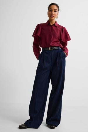 tailored wide leg jeans donkerblauw