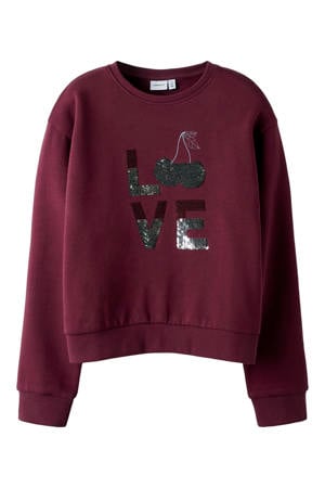 sweater donkerrood met pailletten
