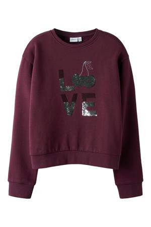 sweater donkerrood met pailletten