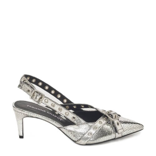 Fabienne Chapot Mary leren slingback pumps zilver afbeelding