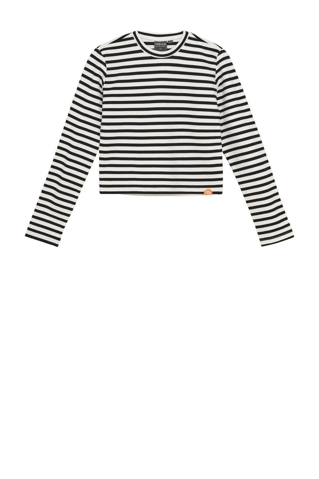Zwart en witte meisjes Indian Blue Jeans gestreepte longsleeve van polyester met lange mouwen, ronde hals en textuur