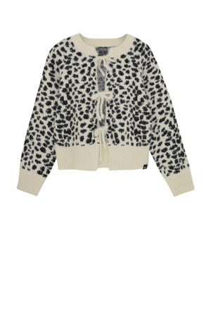 cardigan met panterprint beige gebreid