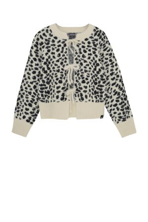 cardigan met panterprint beige gebreid