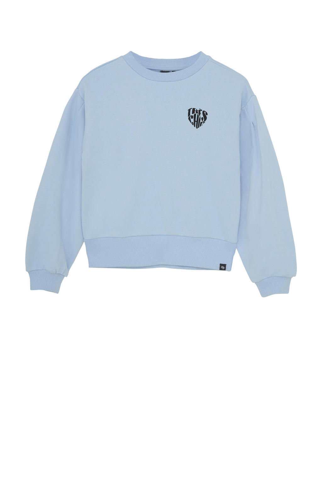 Lichtblauwe meisjes Indian Blue Jeans sweater van katoen met backprint, lange mouwen, ronde hals en geribde boorden