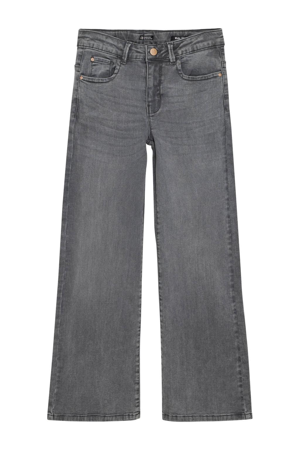 Grey denim meisjes Indian Blue Jeans loose fit jeans van stretchdenim met regular waist en effen
