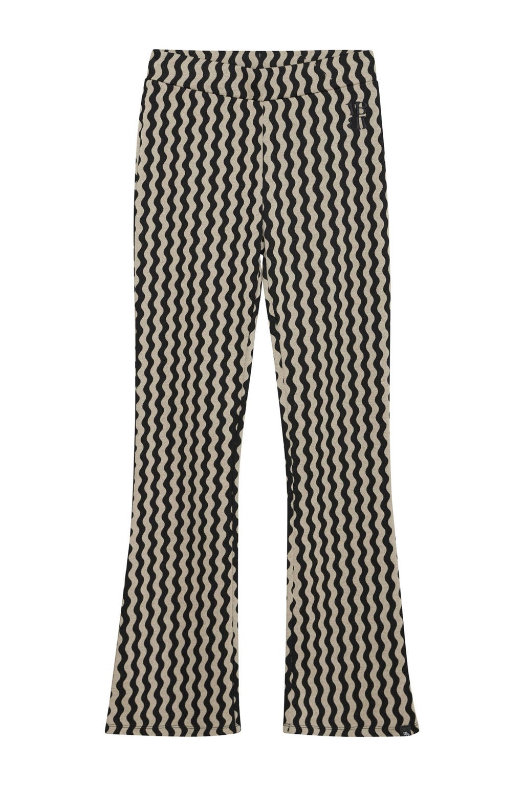 Zwart en beige meisjes Indian Blue Jeans flared legging van polyester met regular waist