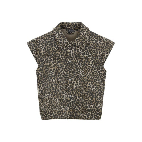 Indian Blue Jeans denim gilet met panterprint bruin afbeelding