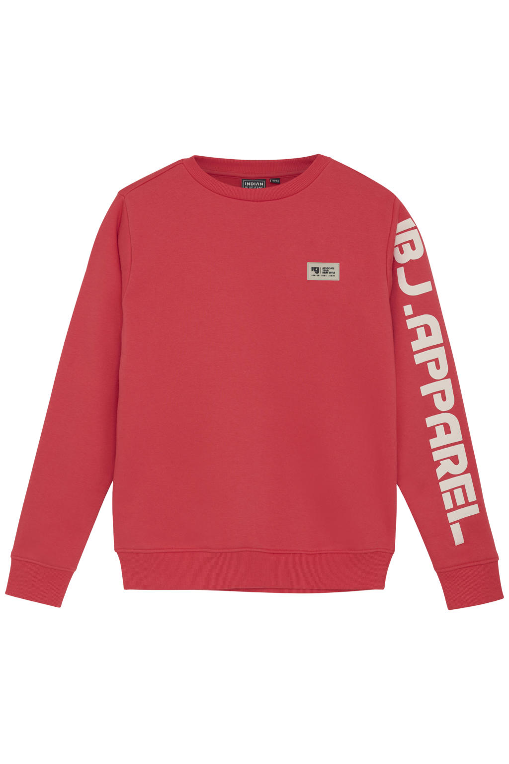 Rode jongens Indian Blue Jeans sweater met tekst print, lange mouwen en ronde hals