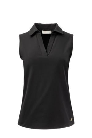 travelstof mouwloze top zwart