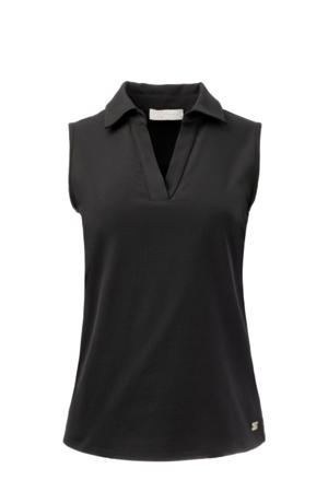 travelstof mouwloze top zwart