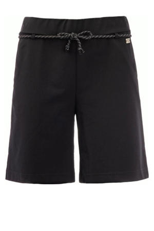 travelstof straight regular waist casual short zwart