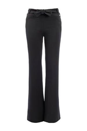 travelstof straight regular waist casual broek zwart