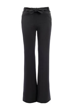 travelstof straight regular waist casual broek zwart