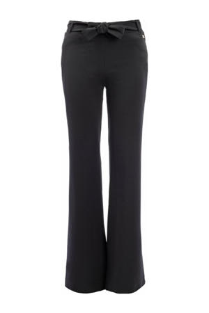 travelstof straight regular waist casual broek zwart