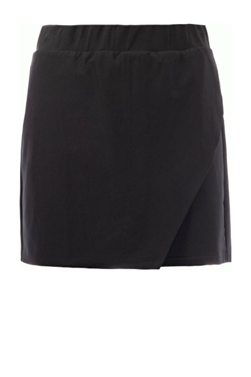 Zwarte dames TQ-Amsterdam travelstof skort voorzien van elastische tailleband