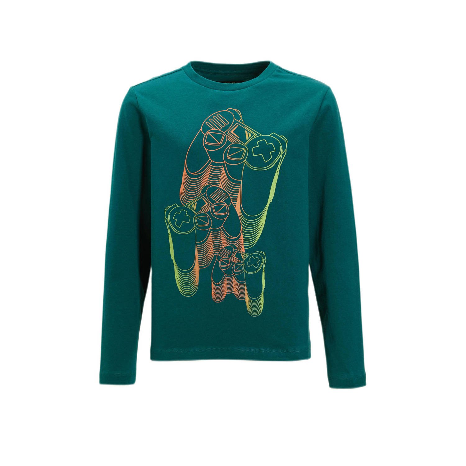 Orange Stars longsleeve met printopdruk petrol