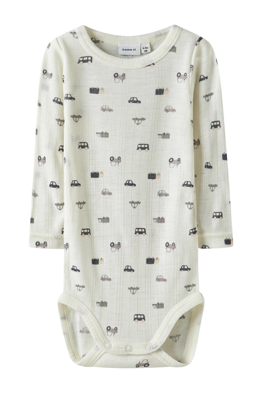 NAME IT BABY wollen romper wit/blauw/grijs