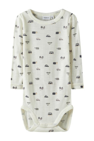wollen romper wit/blauw/grijs