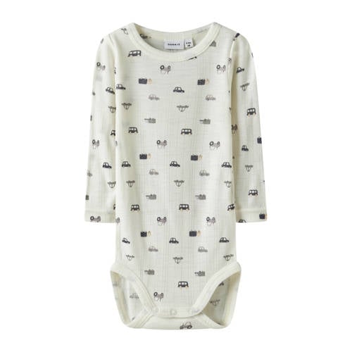 NAME IT BABY wollen romper wit/blauw/grijs afbeelding