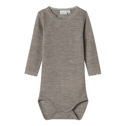 NAME IT BABY wollen romper grijsbruin afbeelding