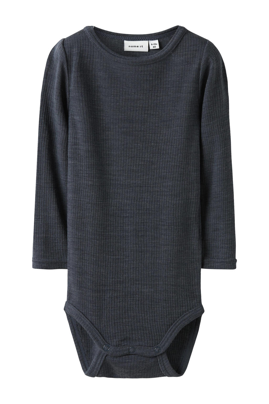 NAME IT BABY wollen gemêleerde romper - donkerblauw