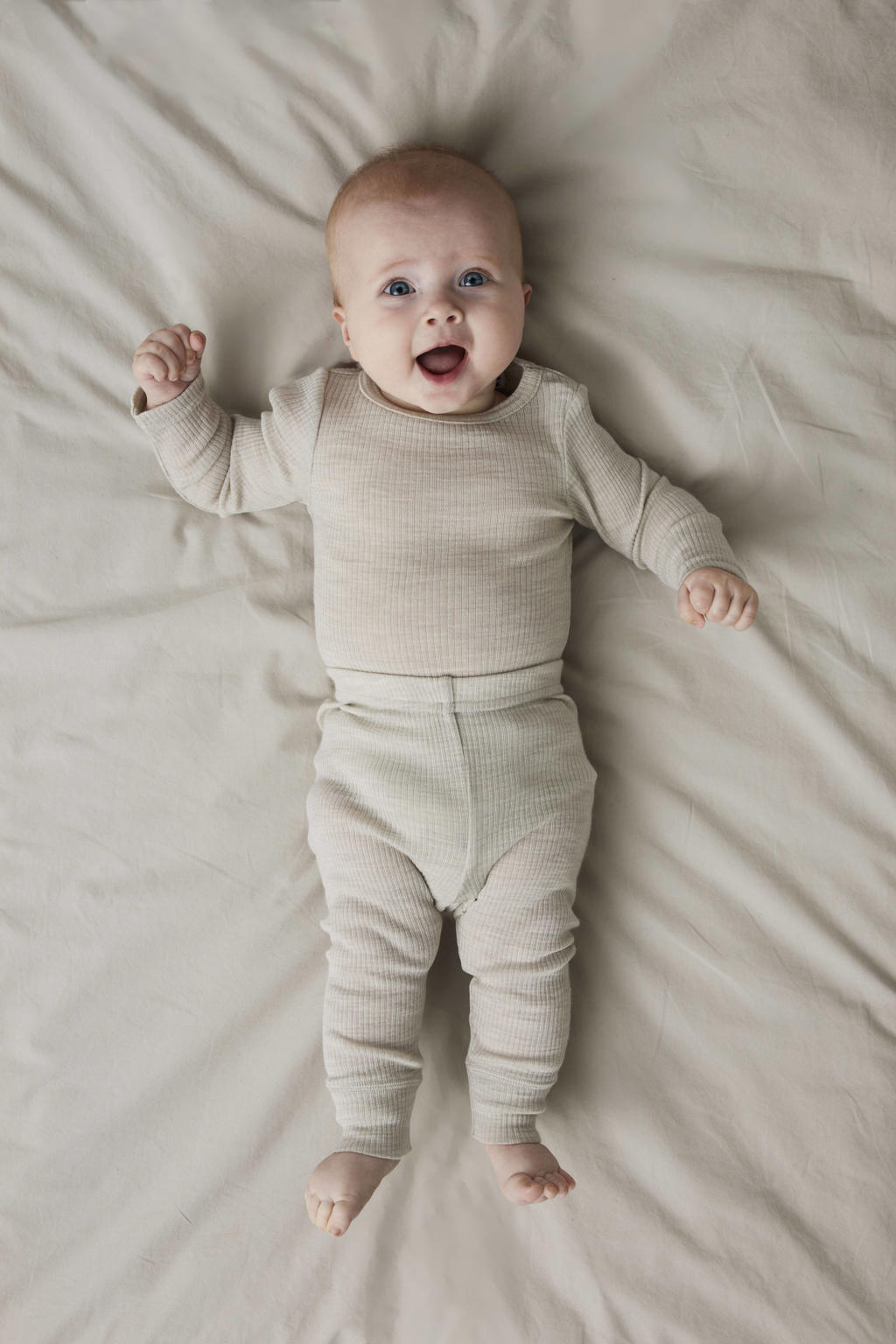 NAME IT BABY wollen gemêleerde romper - zand