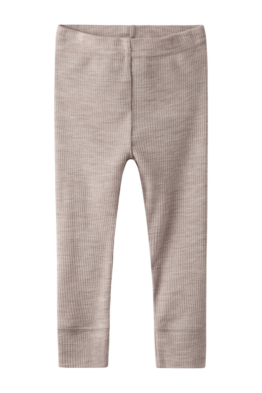 Grijsbruine NAME IT BABY wollen babybroek bruin met slim fit en melée print