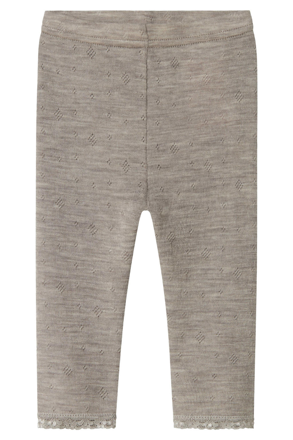 Grijsbruine meisjes NAME IT BABY wollen slim babybroek bruin met elastische veter