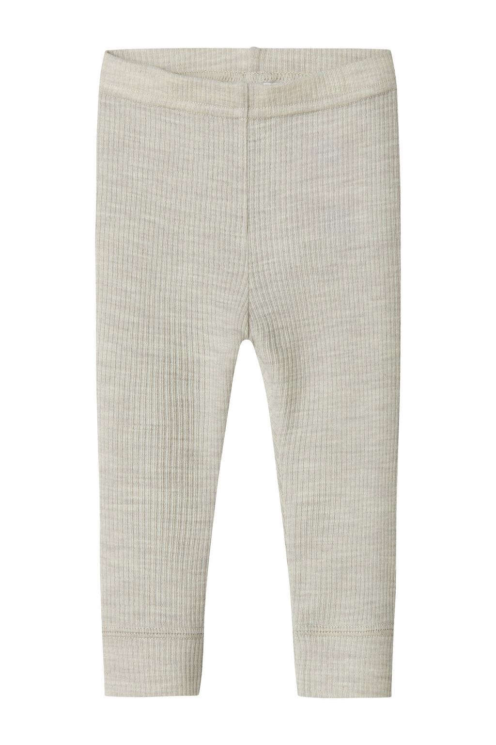 Lichtgrijze NAME IT BABY wollen babybroek met slim fit en melée print