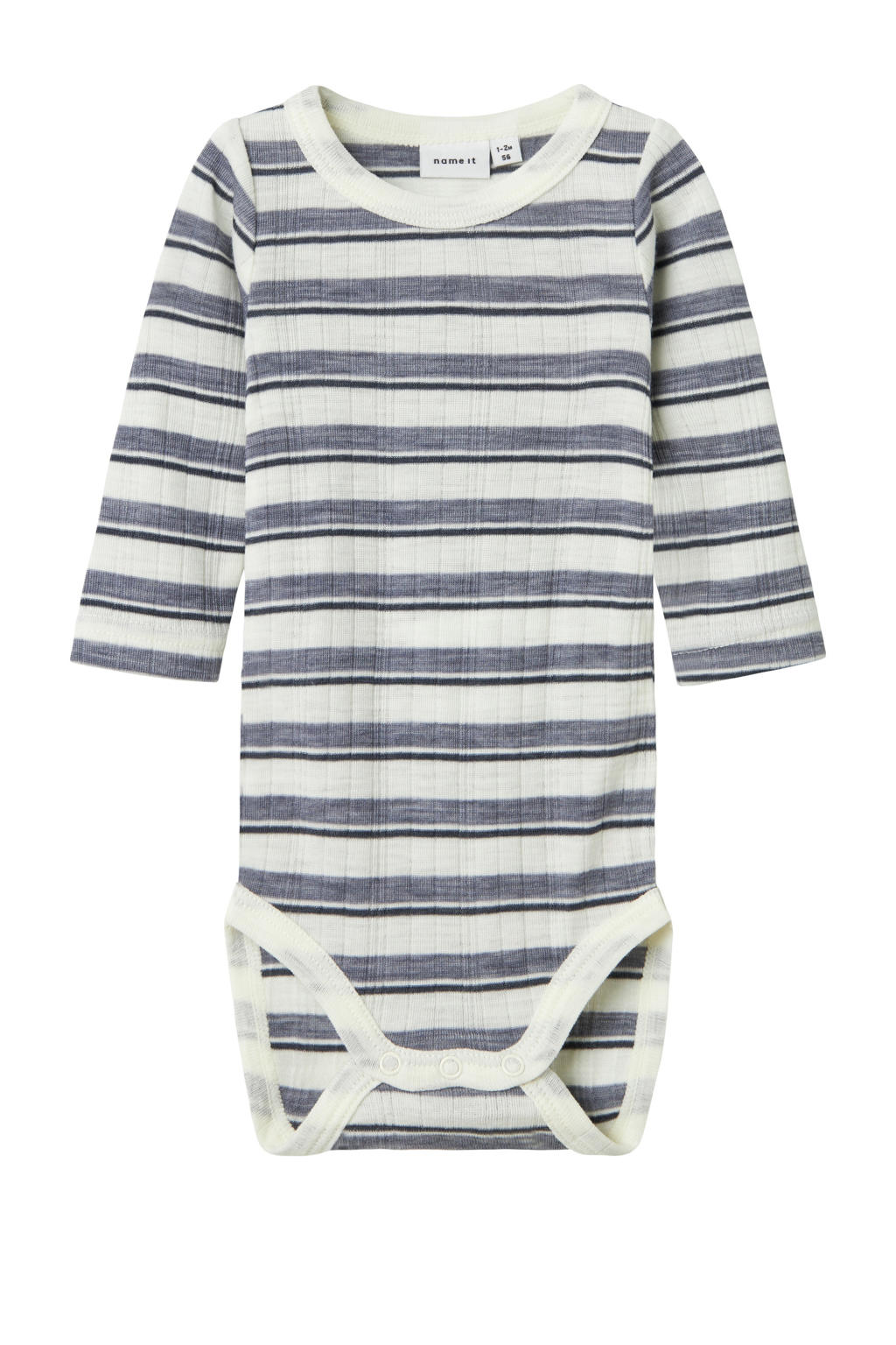 NAME IT BABY wollen romper grijs/wit
