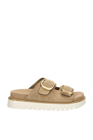 suède slippers beige
