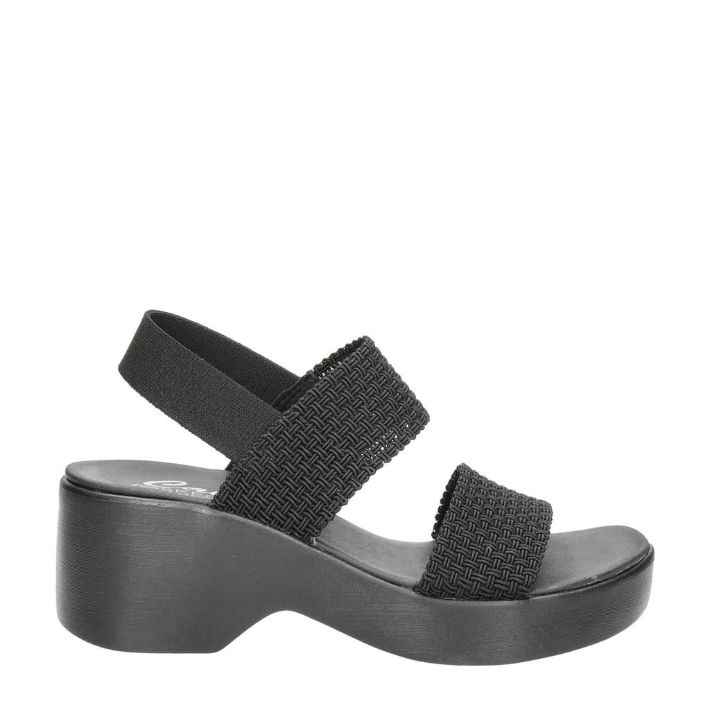 Zwarte dames Skechers Cali Day sandalen van textiel met sleehak