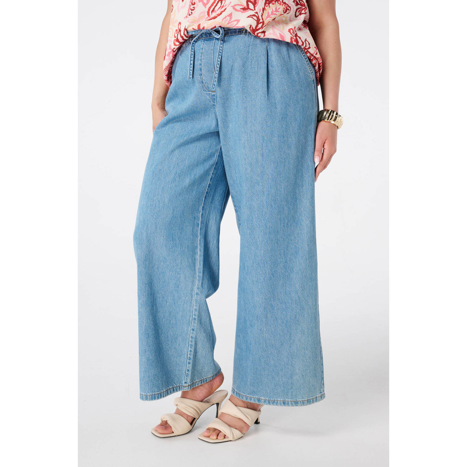 MS Mode wide leg jeans light blue denim