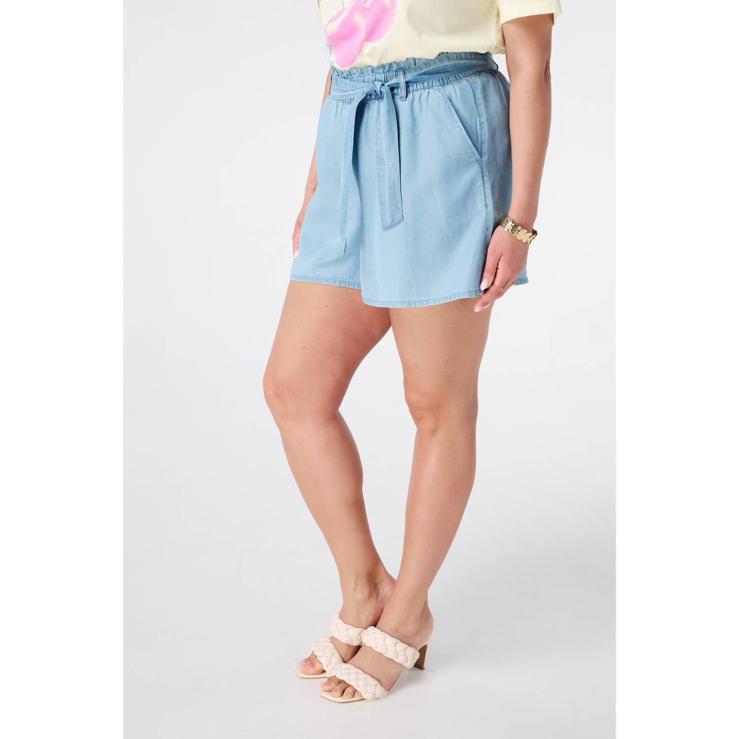 MS Mode denim rechtvallend regular waist short light blue denim