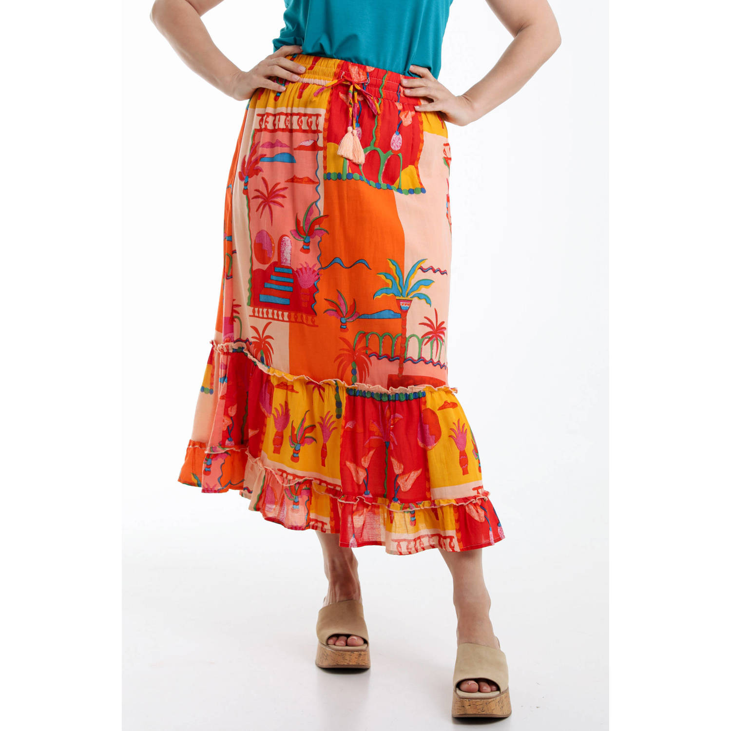 Paprika midi rok oranje
