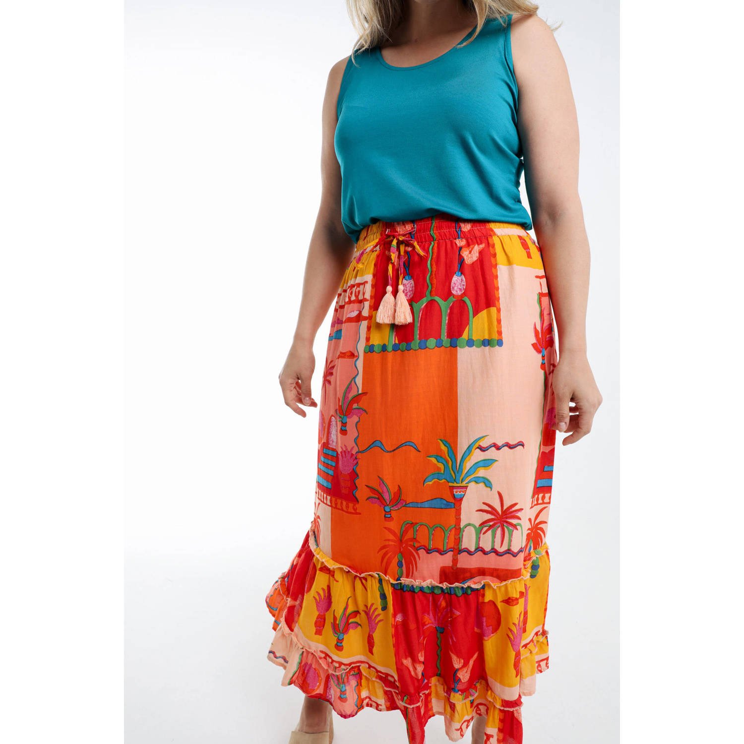 Paprika midi rok oranje