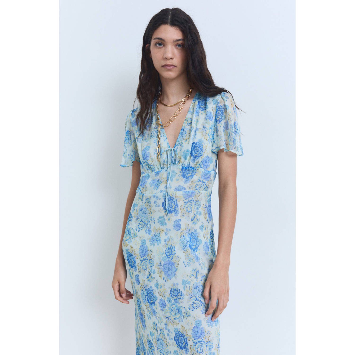 Mango midi jurk blauw