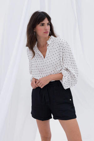 linnen high waist casual short zwart