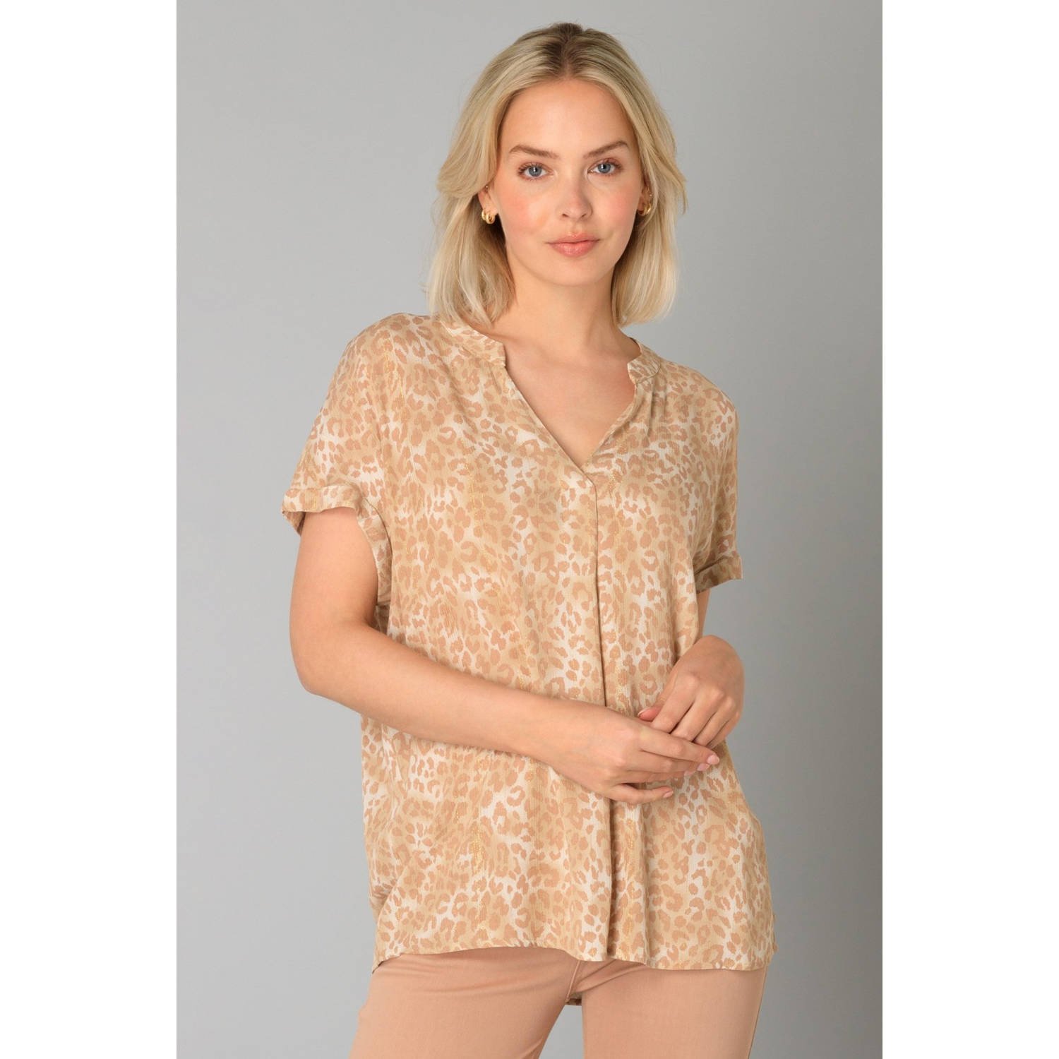 Yest blousetop beige met lurex