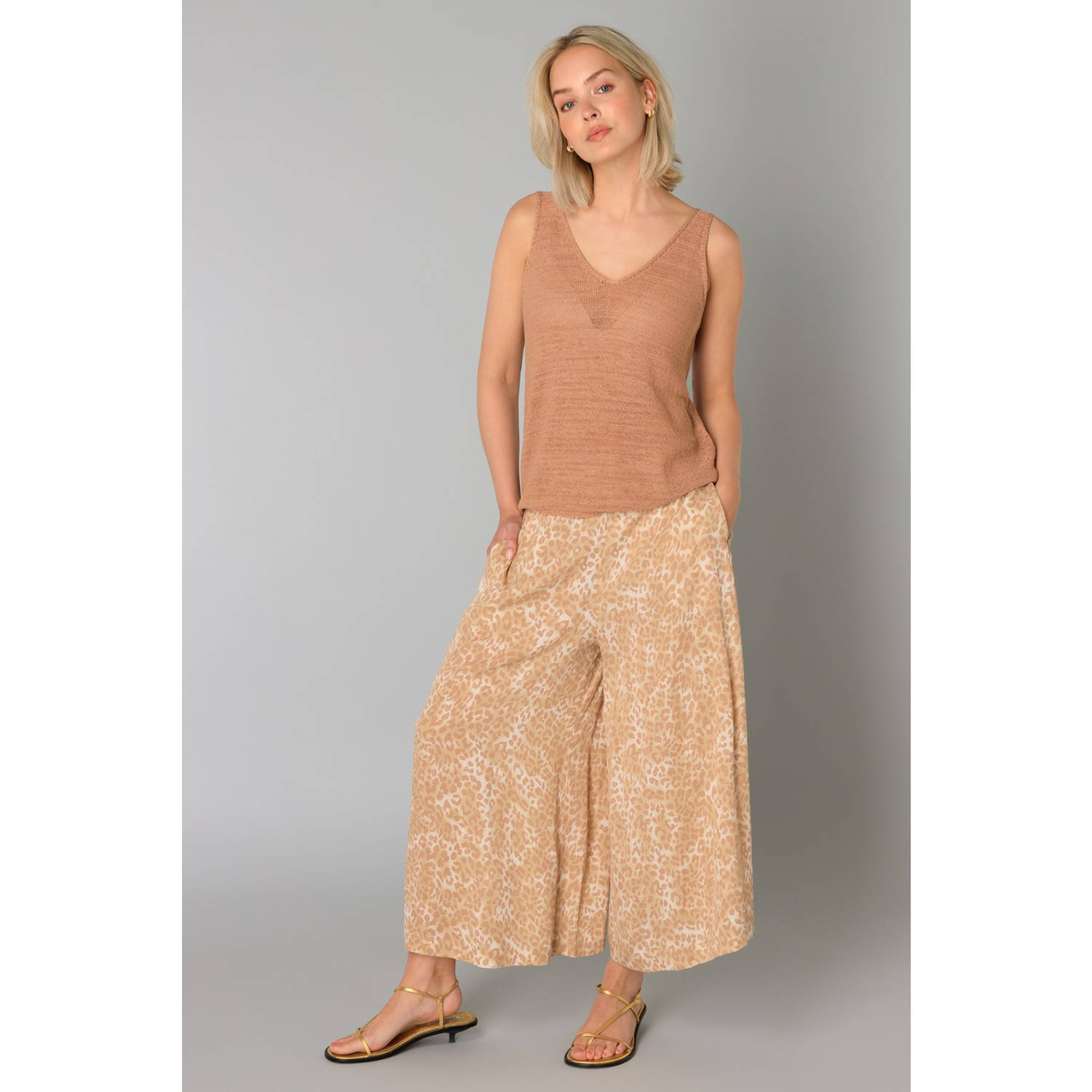 Yest high waist culotte zand met lurex