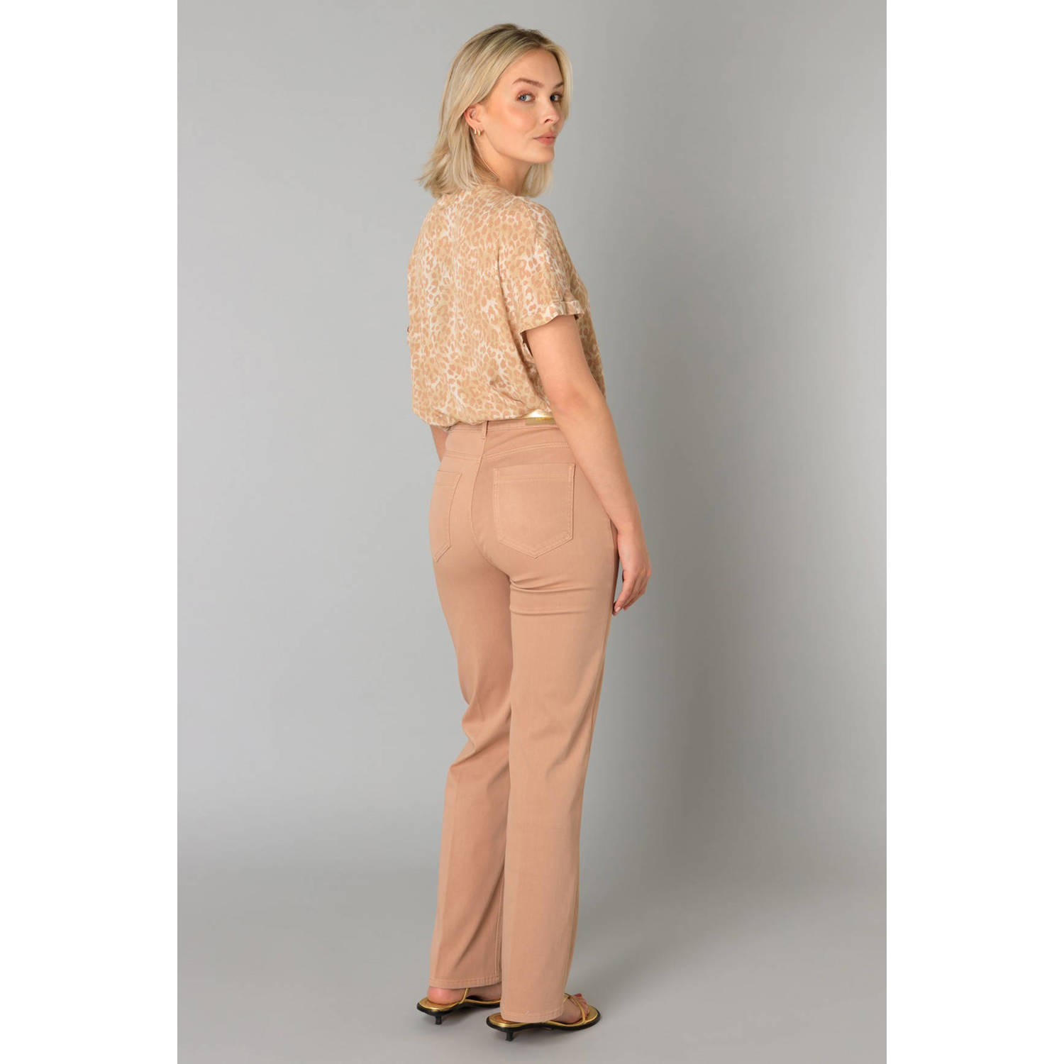 Yest denim wide leg regular waist broek camel